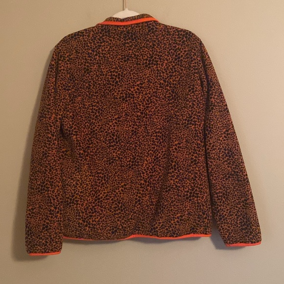 Women’s Lands End Cheetah and Orange Fleece Pullover Medium - Picture 5 of 7